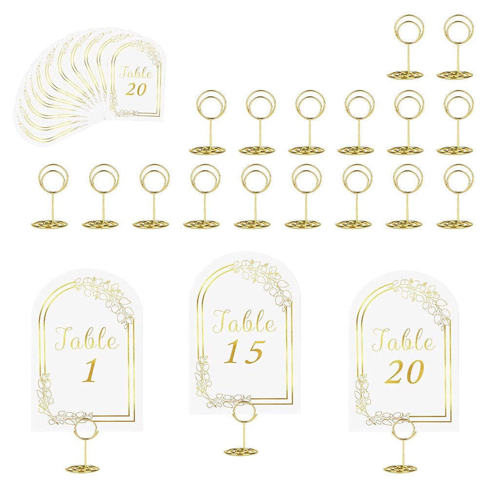 AT19-Wedding Table Number 1-20 - Table Number Gold ulasan dan harga