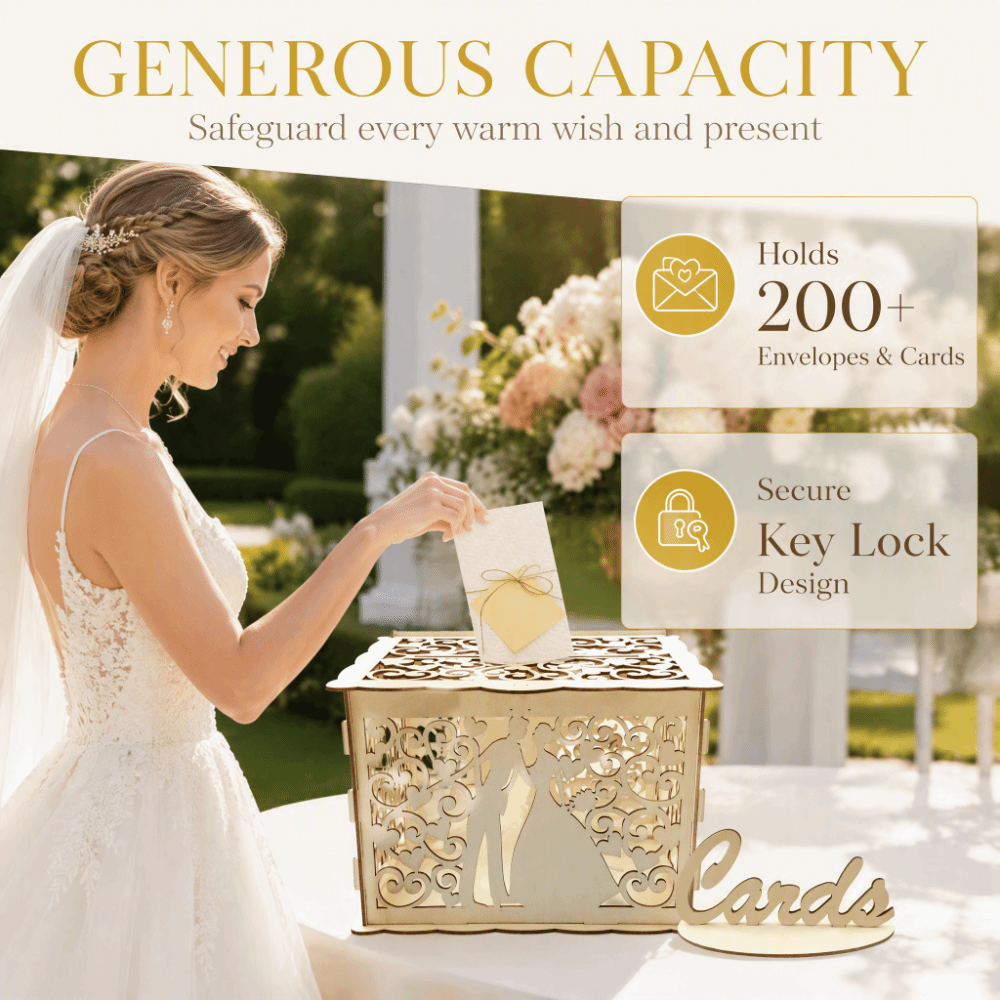 22.5x15x15cm Wooden Wedding Ca - Wedding Card Box ulasan dan harga
